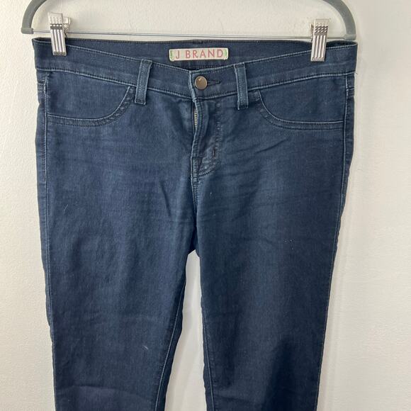 J BRAND Blue Dark Wash Cotton Blend Low-Rise Olympia Skinny Denim Jeans Size 29 - Picture 2 of 9